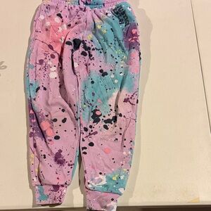 Justice Kids Paint-Splatter Joggers in Pink, Teal & Purple